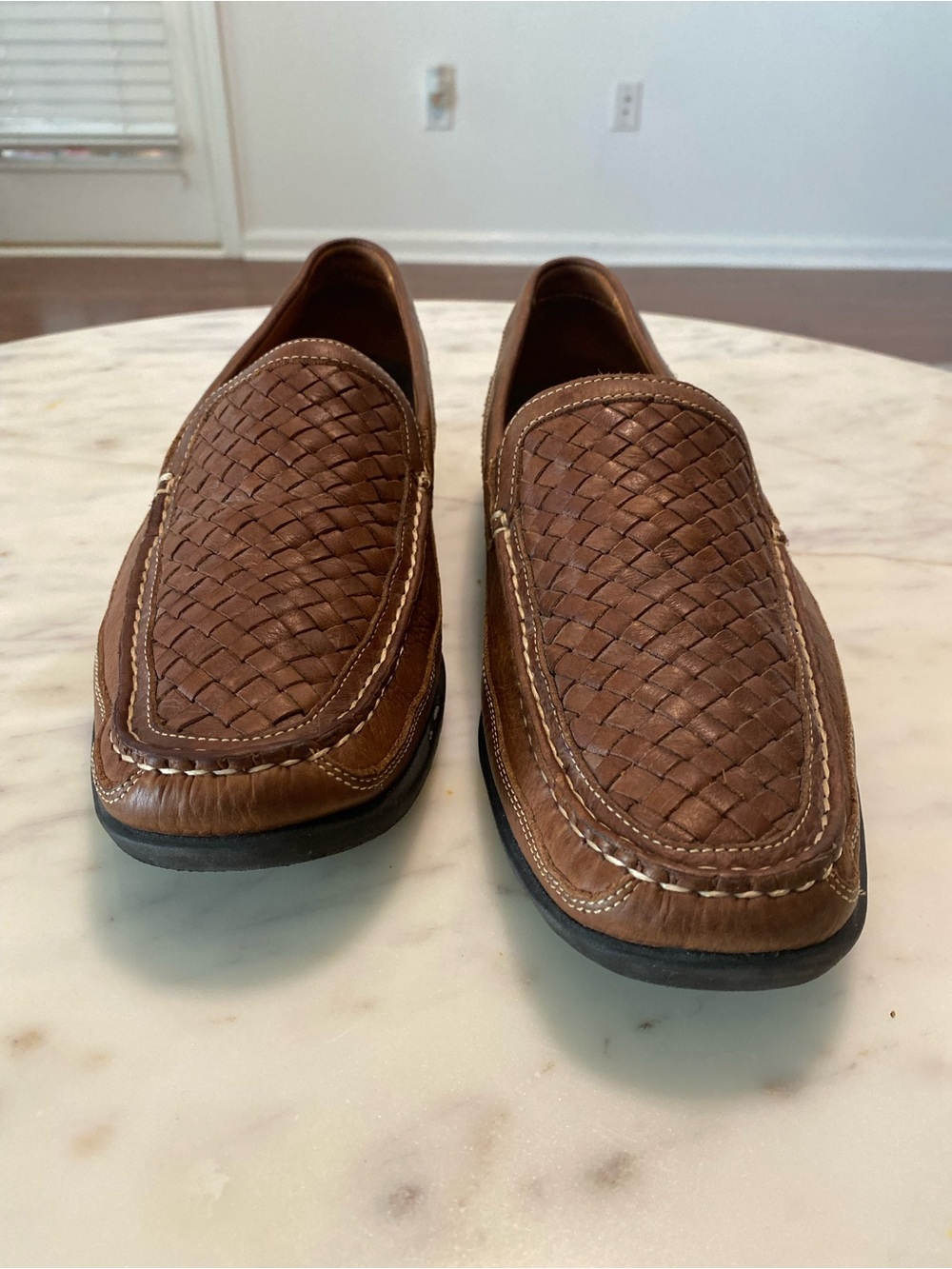 Johnston & Murphy Brown Woven Leather Slip-On Loafers